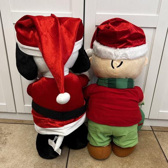 Set of 2 - 24" CHARLIE BROWN Holiday SNOOPY Peanuts CHRISTMAS PLUSH DOOR GREETER - Picture 7 of 16